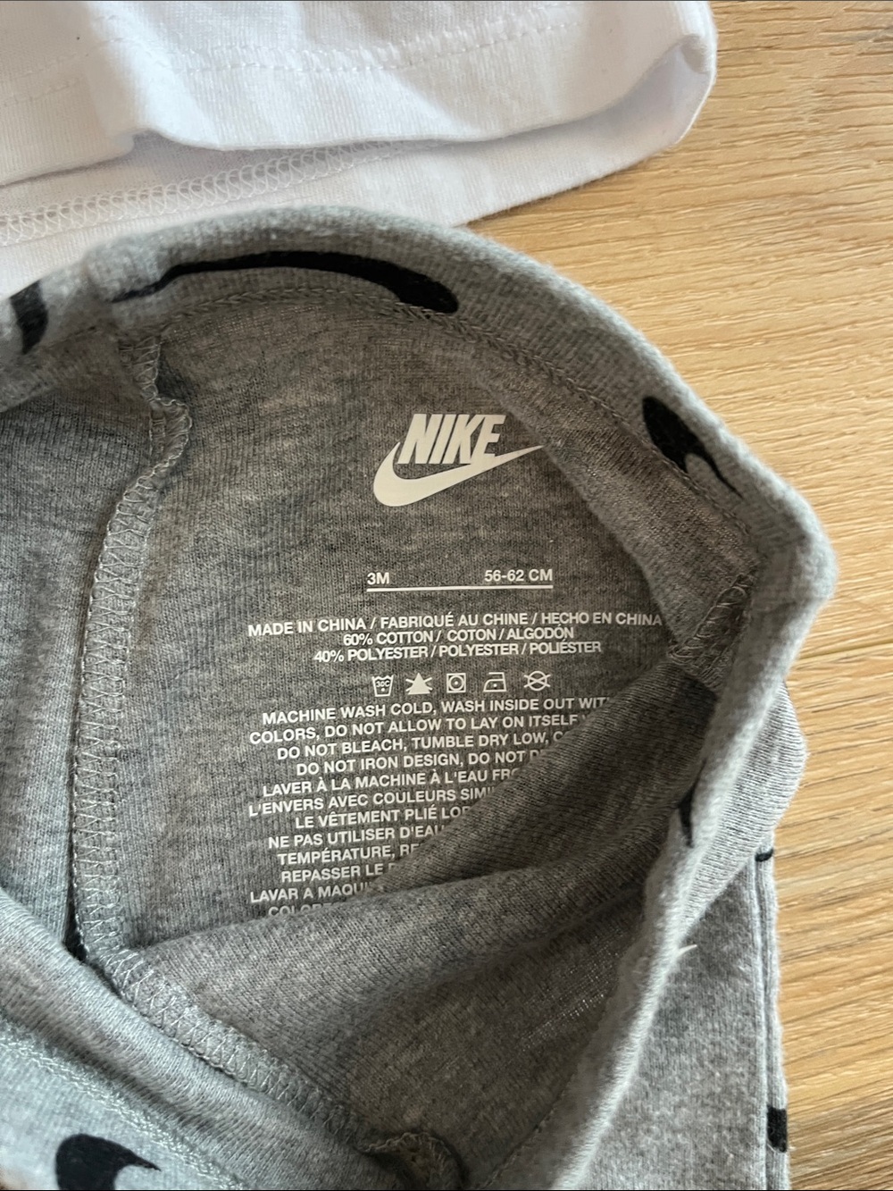 Nike White Long-Sleeve Top & Gray Logo Footie Set - Picture 6 of 8